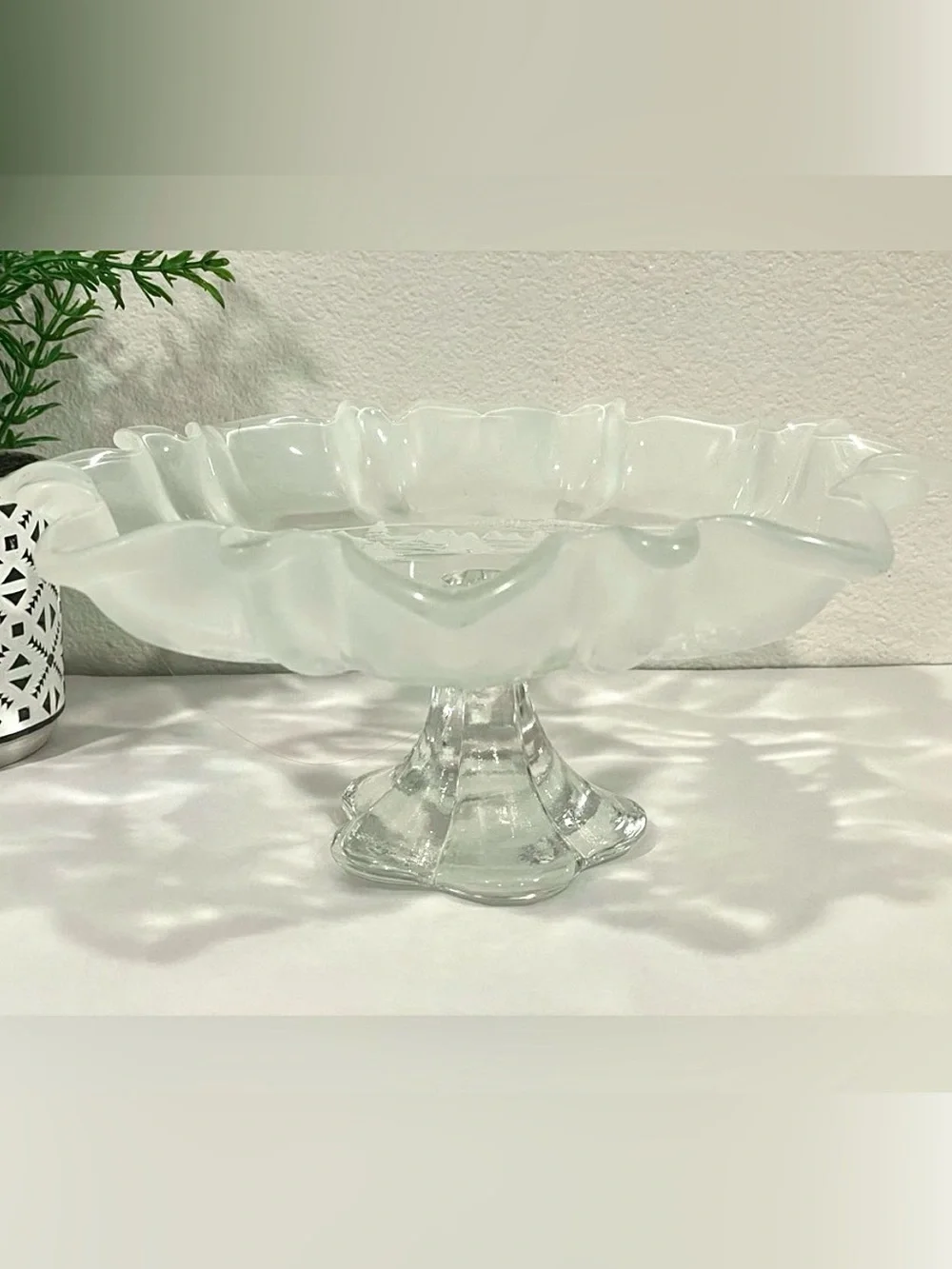 Mikasa Christmas Story Bon Bon Footed Serving Dish Frosted Winter Scene.